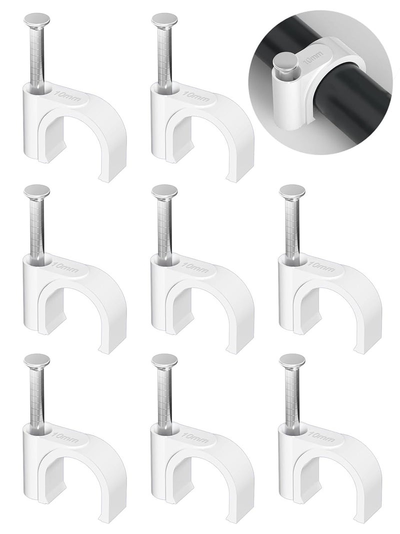 Jadaol Cable Clips 100Pcs 10mm Nail in Clips for Round Ethernet Cables Wall Clips Cable Tacks Electrical Wire TV Cable Speaker Wire Coax Clips Cable Nails for Cord Cat5/Cat5e/Cat6/Cat7 RJ45 Cord Clips - Image 1